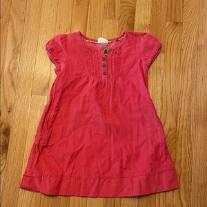 Pink corduroy Cap Sleeve Dress with Button Detail